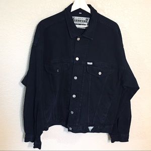 VTG GUESS Mens Dark blue Denim Trucker Jacket Size M